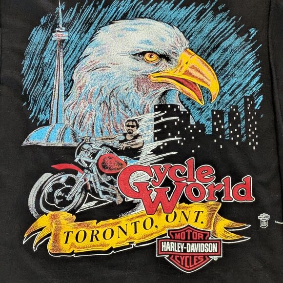 Vintage Harley Davidson Cycle World Toronto Iron Horse Single Stitch Long Sleeve - Picture 4 of 5